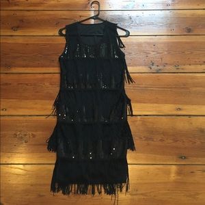 Black sequin, flapper-style dress!