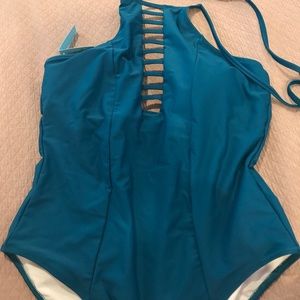 One piece green swimsuit