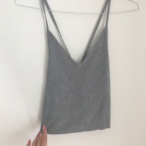 Grey racer back tank top