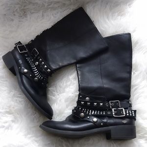 Vera Wang Rhinestone Leather Boots