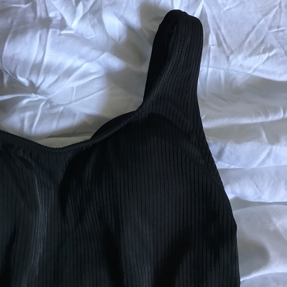 Black Ribbed One Piece Bathing Suit