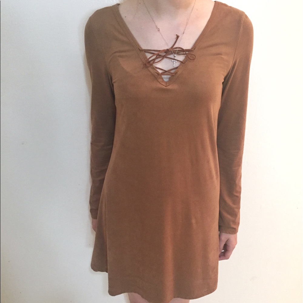 Rue 21 suede velvet brown boho dress