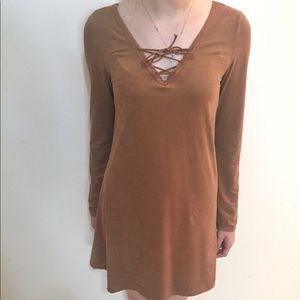 Rue 21 suede velvet brown boho dress