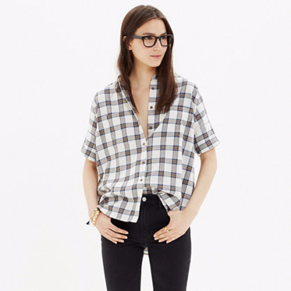 Madewell Flannel Courier Shirt in Blue Ridge Plaid