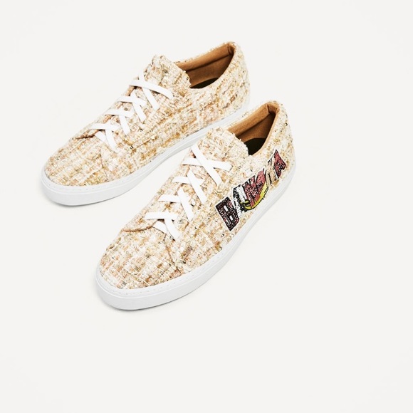 Zara Women's Sneakers With Sequins Patch Detail - Picture 4 of 8