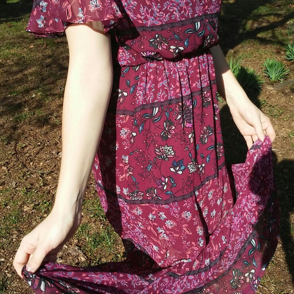 Maroon hippie dress