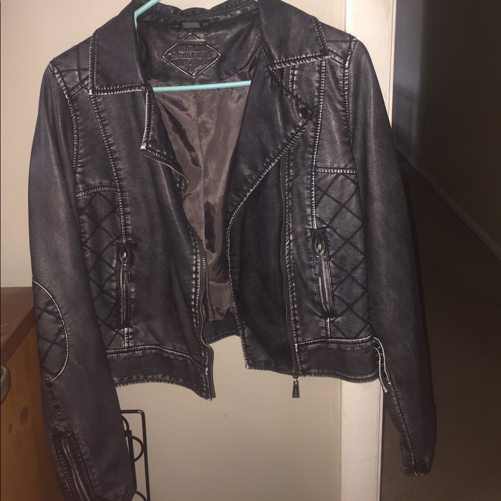 Charcoal colored leather jacket