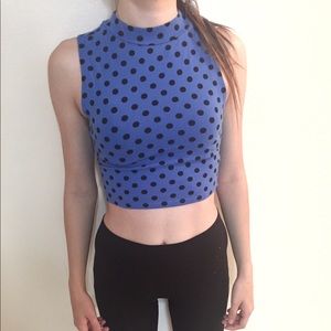 Forever 21 mock neck crop top polka dot