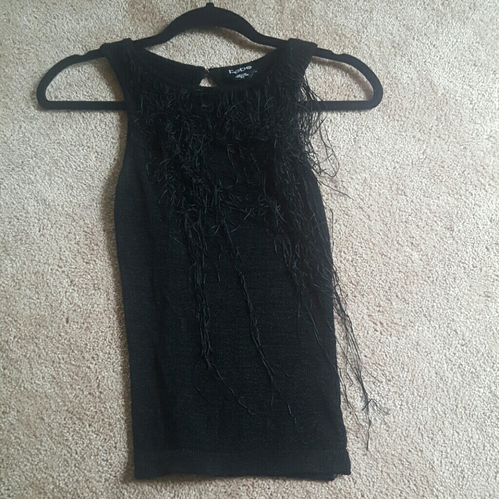 Bebe black fringe tank