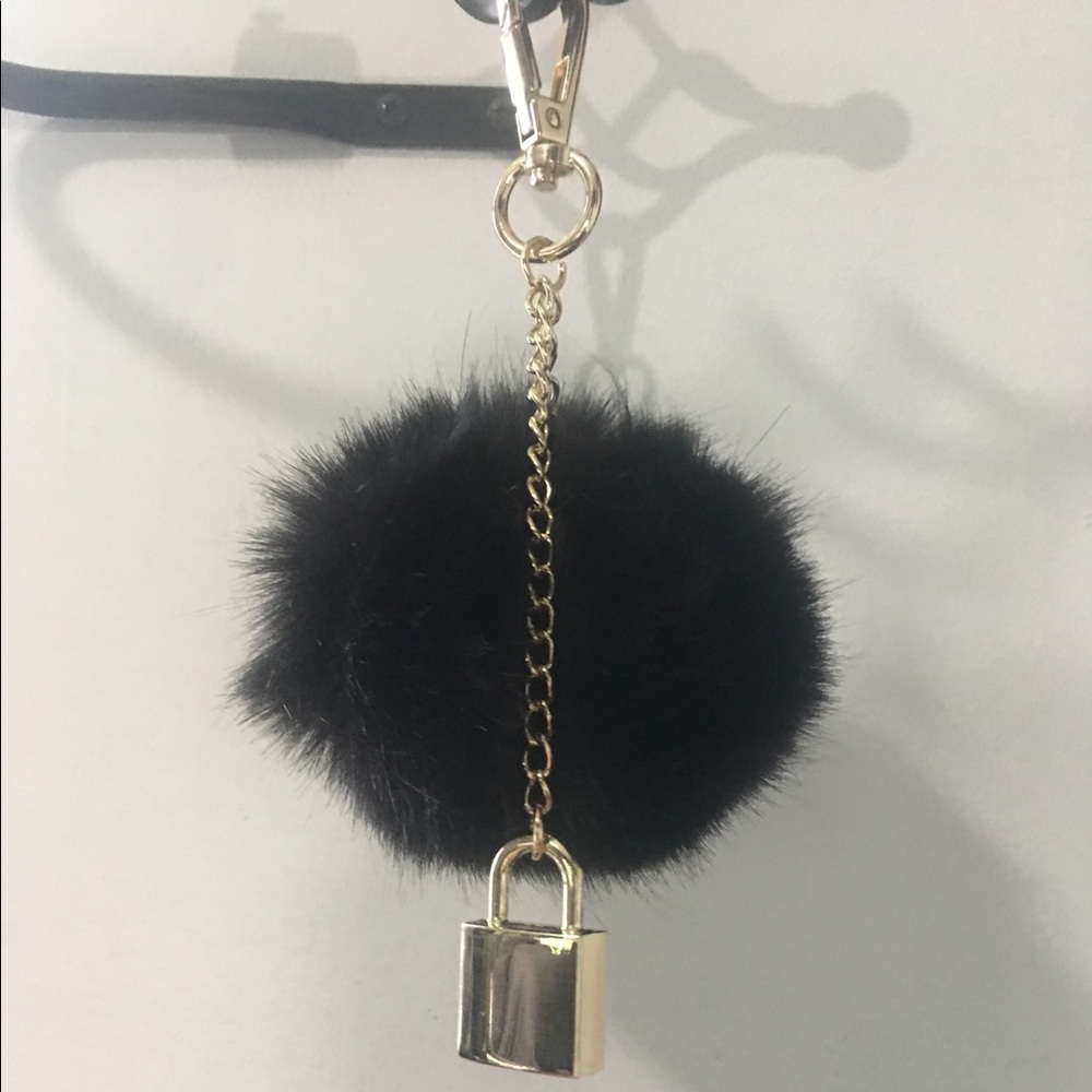 Black puff keychain