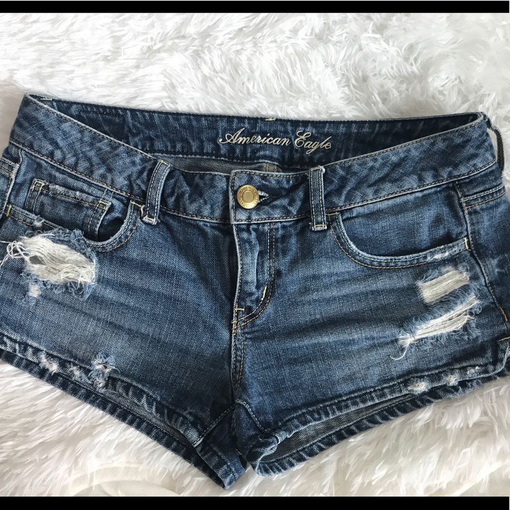 American Eagle Distress denim shorts Dark wash 4