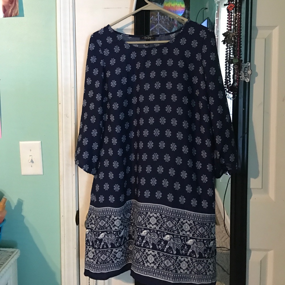 Navy dress with design