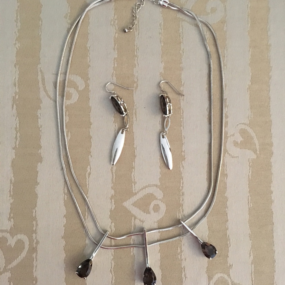 Smoky Topaz Necklace and Earrings