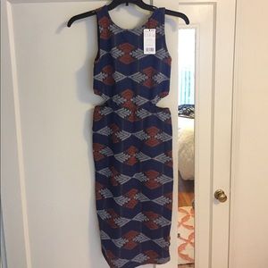 MANGO - blue patterned side slit dress