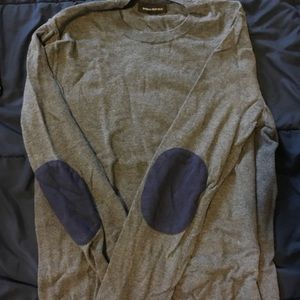 Gray sweater - blue elbow patches