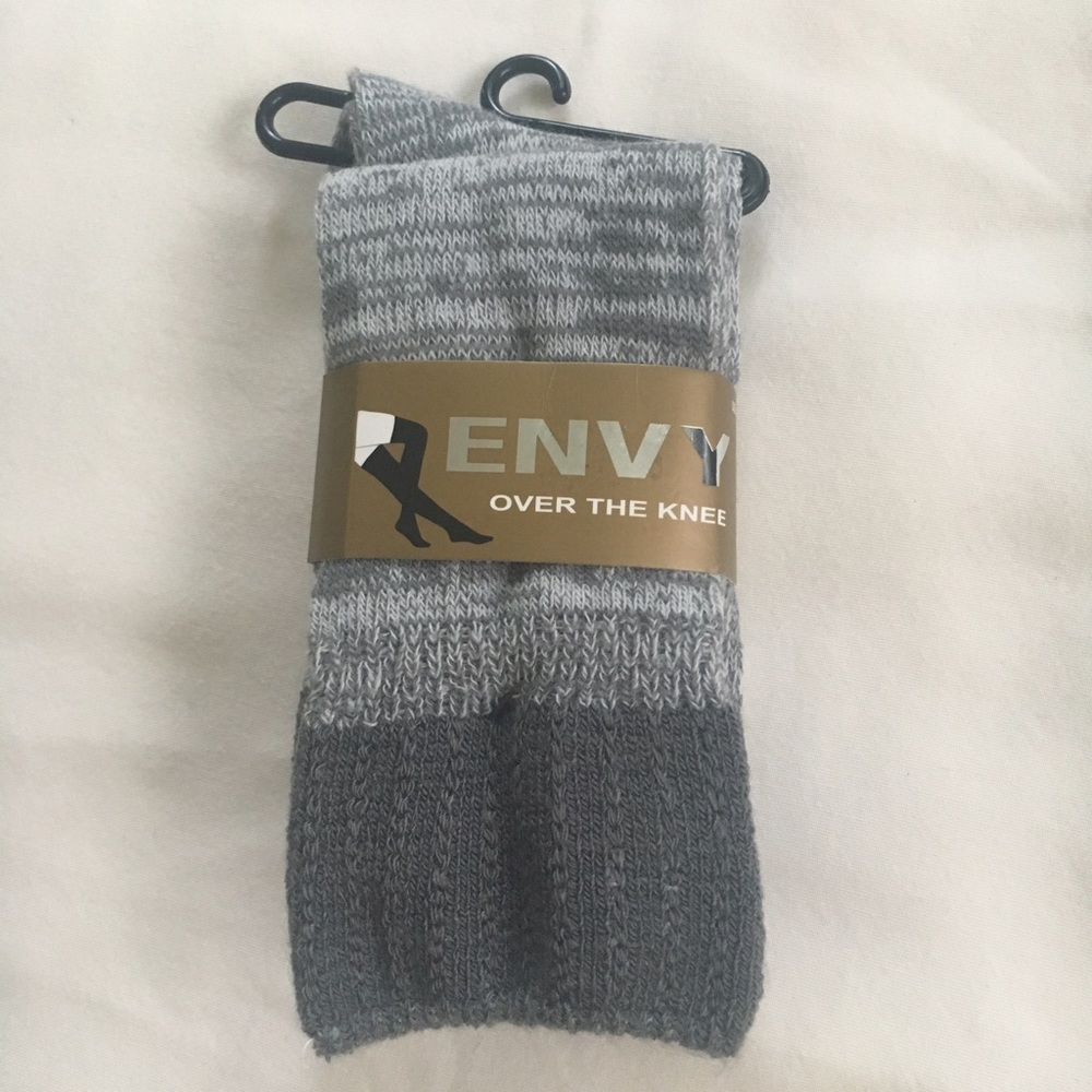 NWT Envy Gray Over The Knee Socks One Size
