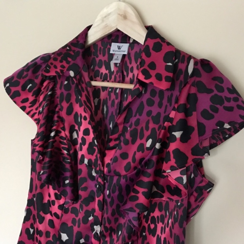 Animal Print Button Down Blouse