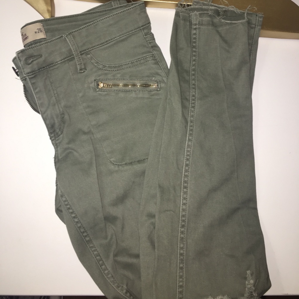 Hollister Army Green Super Skinny Pants
