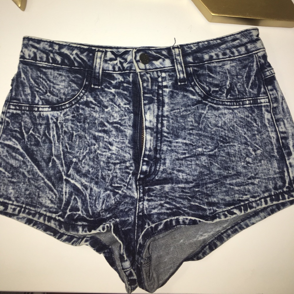 High Waisted Acid Wash Shorts