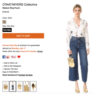 OAAT/MYERS Collection Medium Ring Pouch Bag Gold