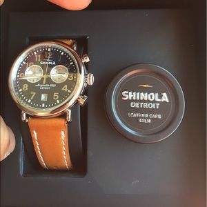 Shinola brown leather strap watch