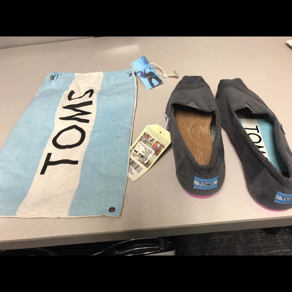 Toms flats - grey pop cord sz W 8