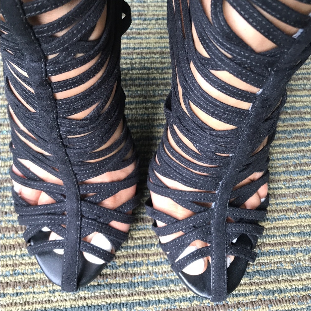 Asos Black Fabric Strapped Heeled Sandals NEW