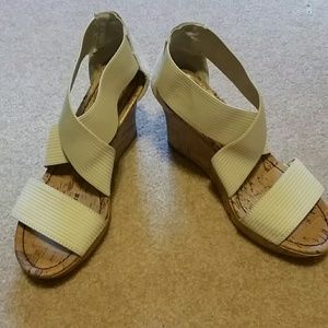 Cork Wedges with cream straps