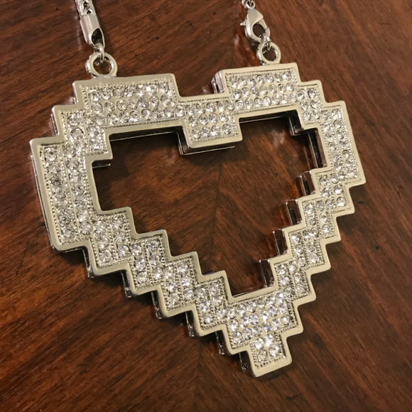 Hip Hop Bling Iced Out Puzzle Heart Charm Chain - Picture 3 of 5