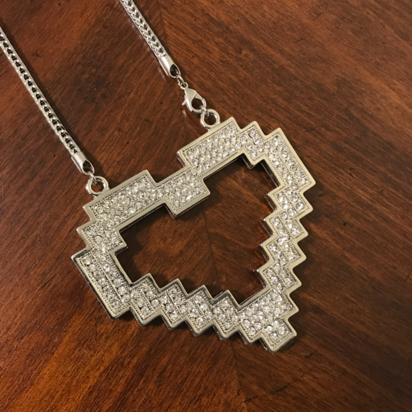 Hip Hop Bling Iced Out Puzzle Heart Charm Chain - Picture 2 of 5