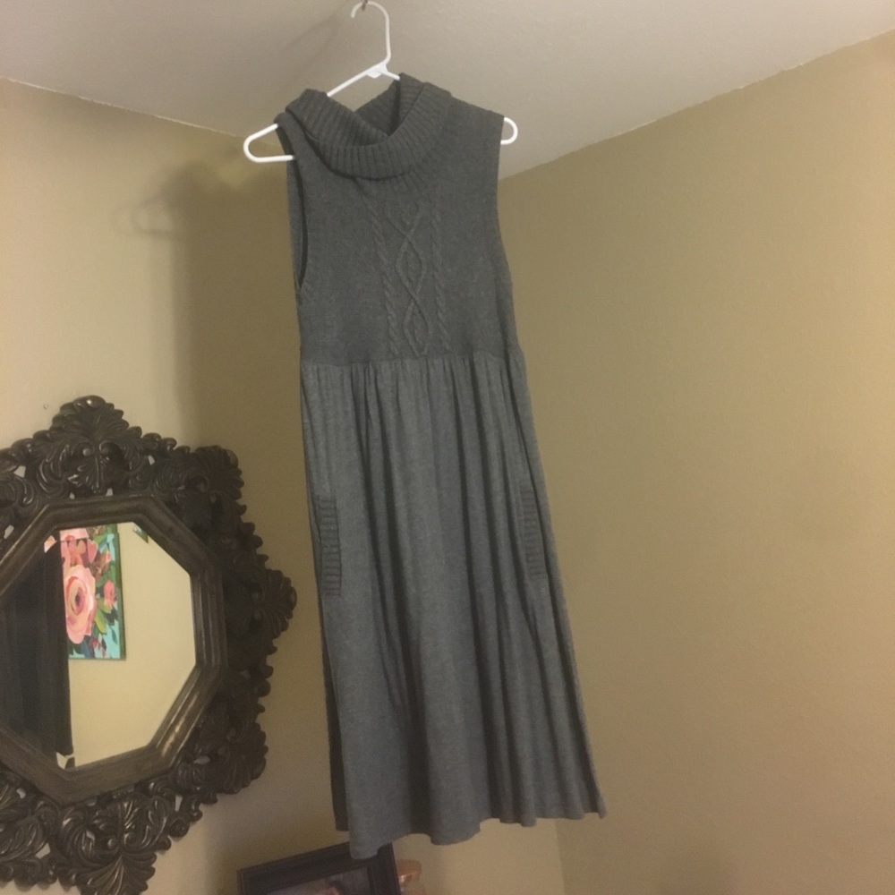 Grey cow neck dress