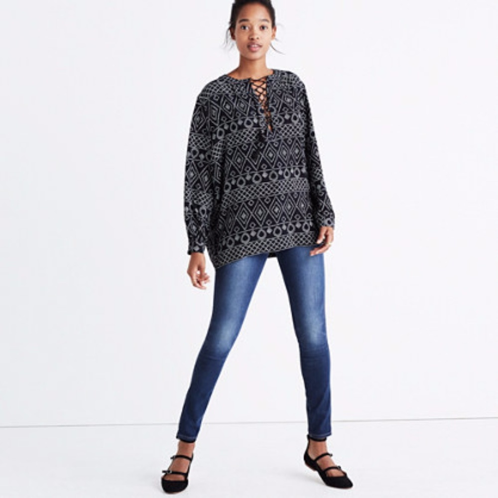 Madewell current season lace neck top