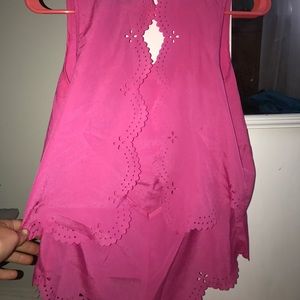 Pink open back scallop tank