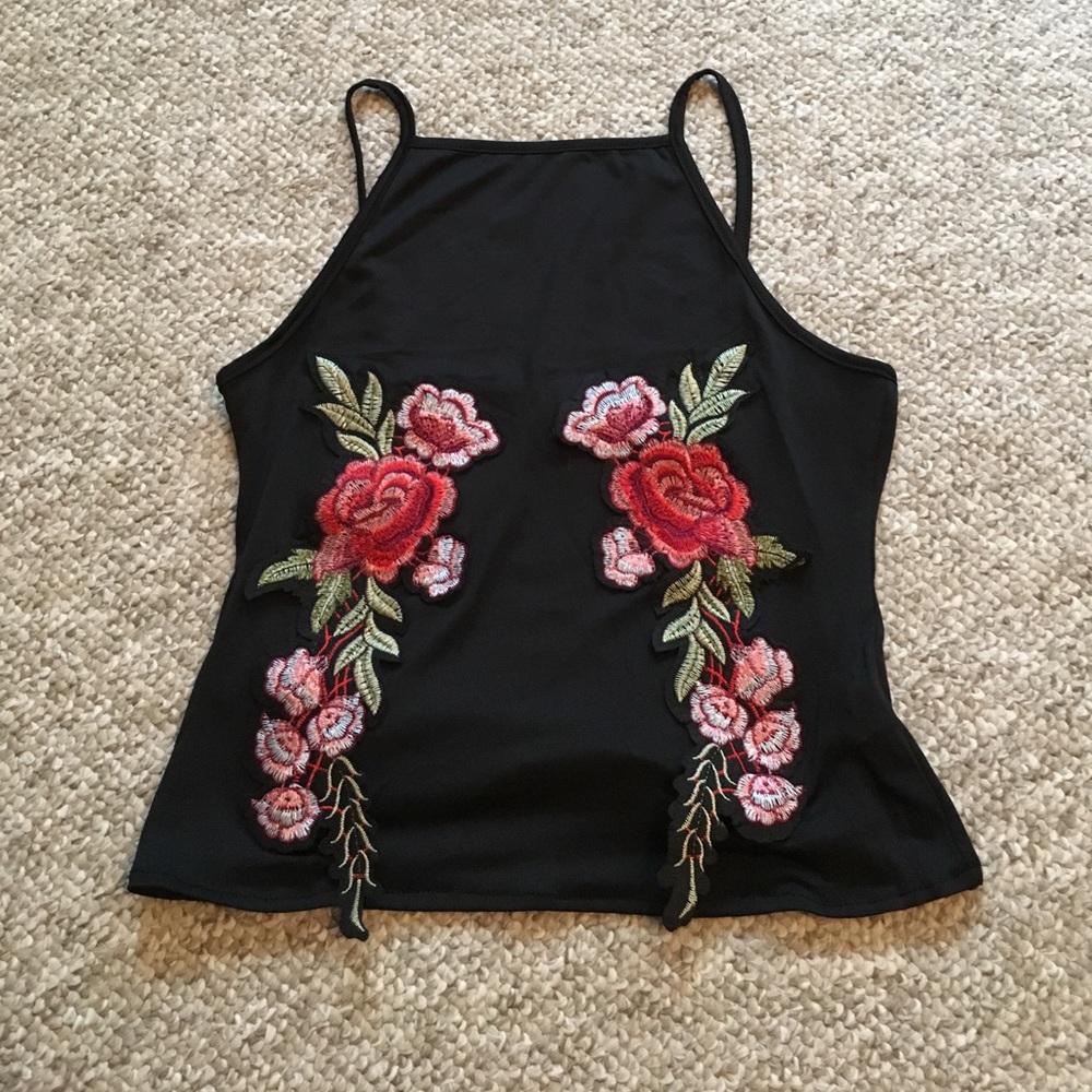 Rose patch crop tank