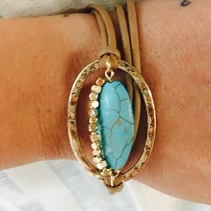 Turquoise and leather wrap bracelet Turquoise and leather wrap bracelet