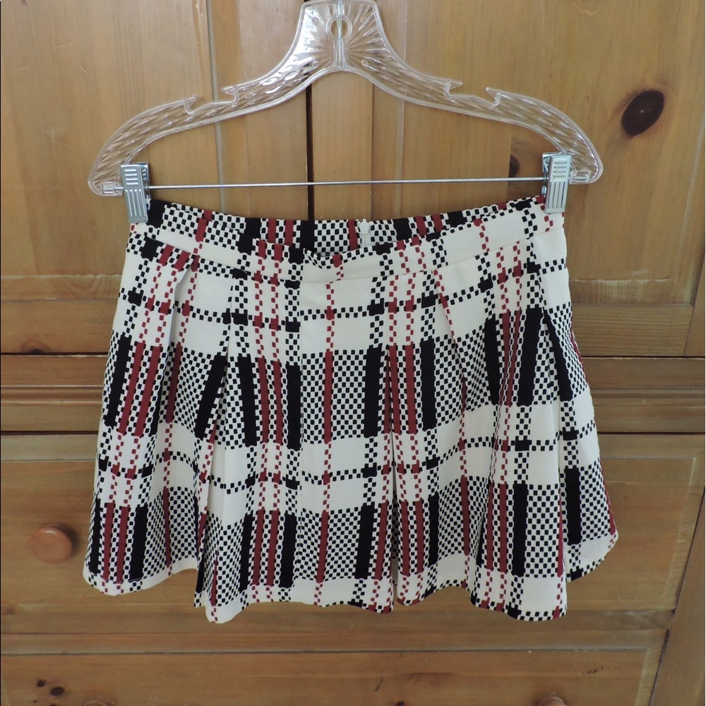 White, red and black plaid and checkered skirt!