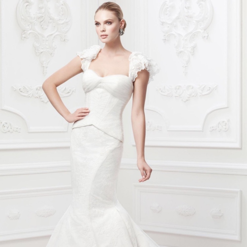 Truly Zac Posen Flutter Sleeve Wedding Dress