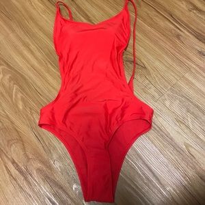 The infamous red swim suit