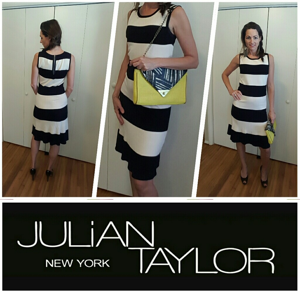 SALE! Julian Taylor CLASSY Knit Dress Black/Cream