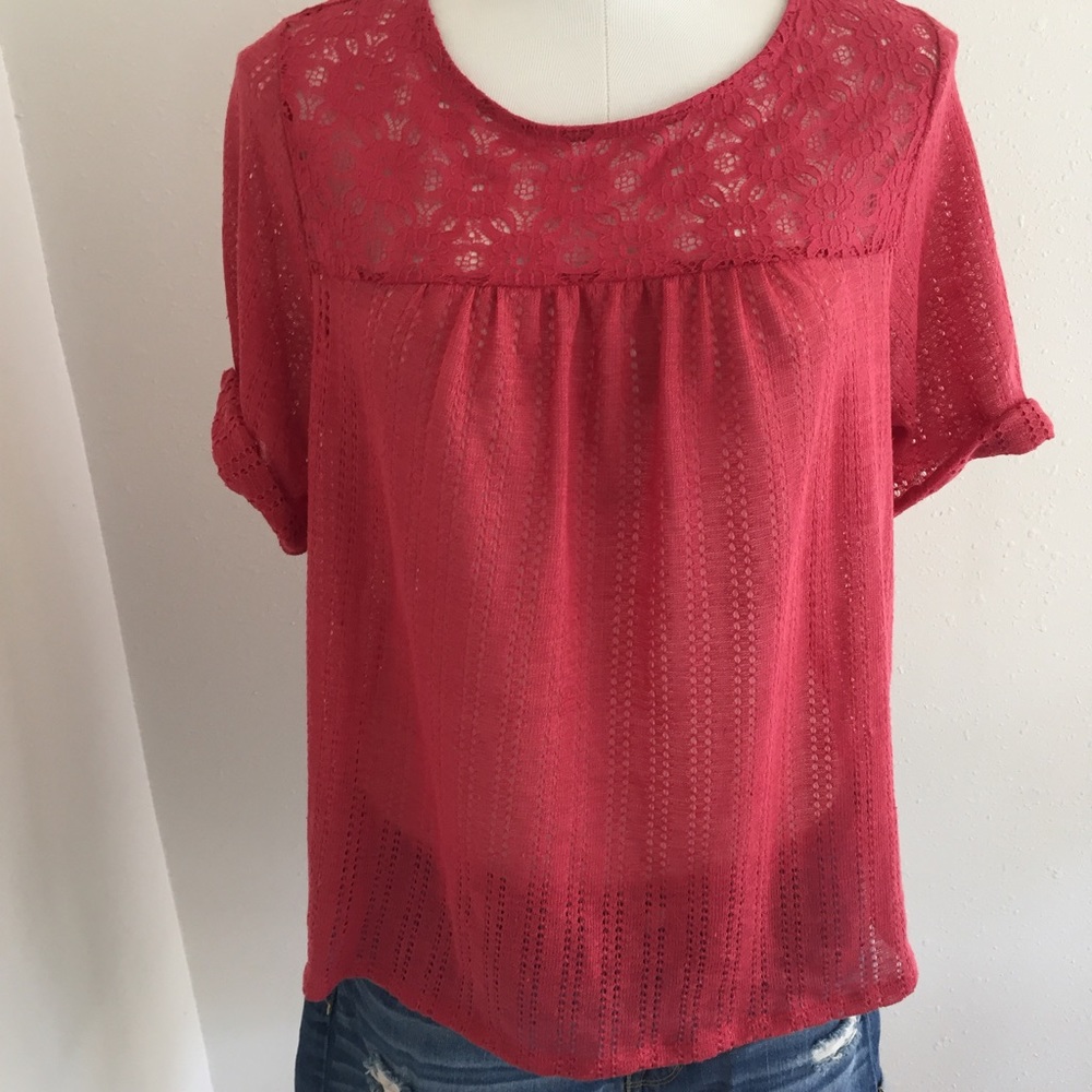 LC Lauren Conrad Knit lace up Blouse XL