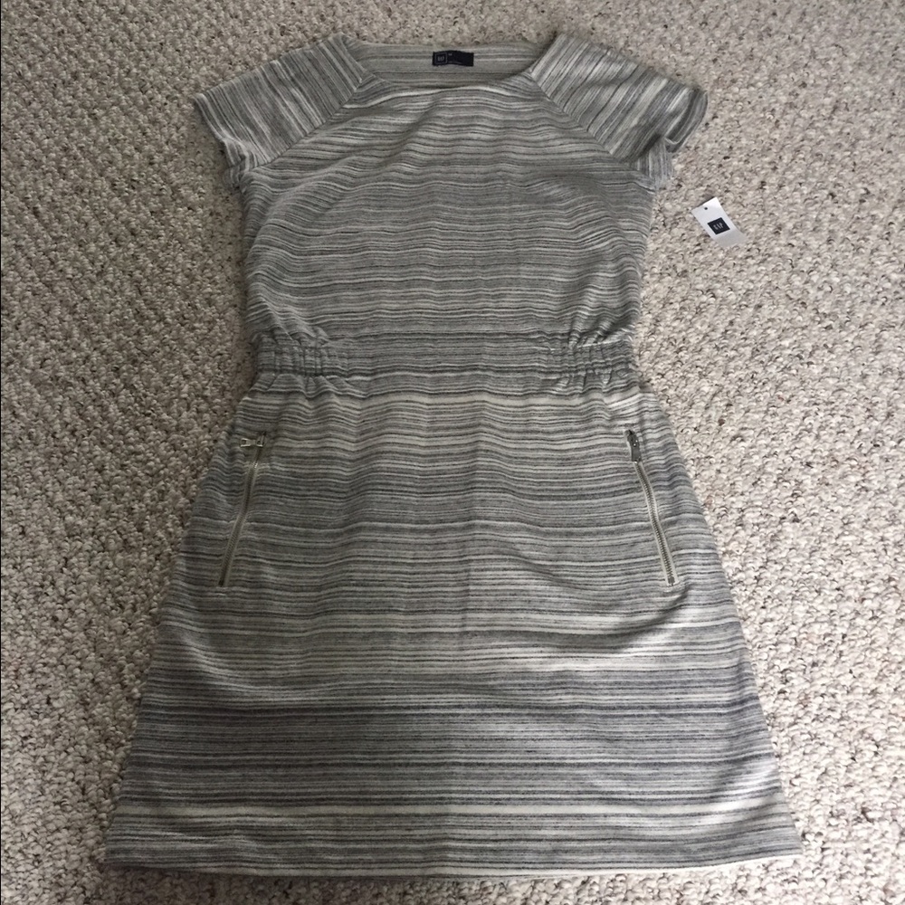 NWT XS Grey Striped Gap Sweatshirt Dress