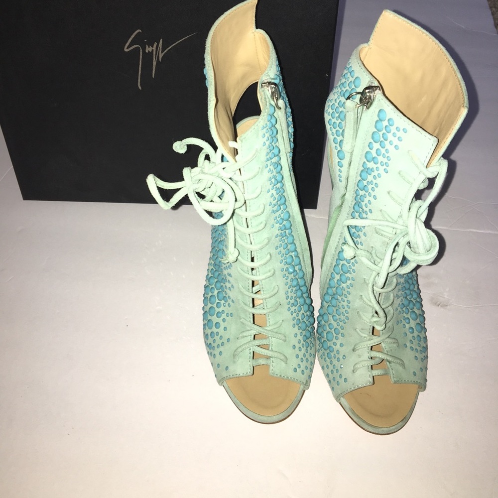 Giuseppe Zanotti Peep Toe Lace up Side Zip Booties