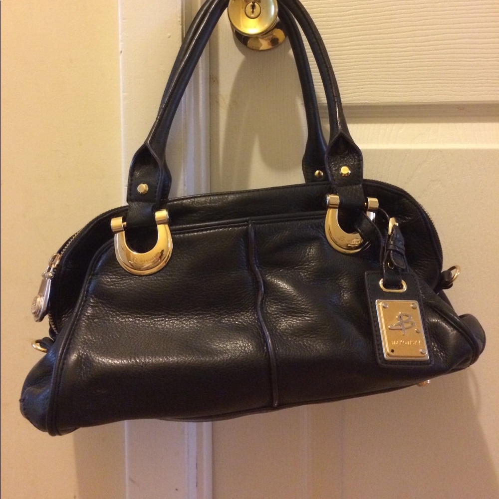 B Makowsky black leather satchel handbag