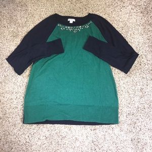 Jeweled neckline sweater
