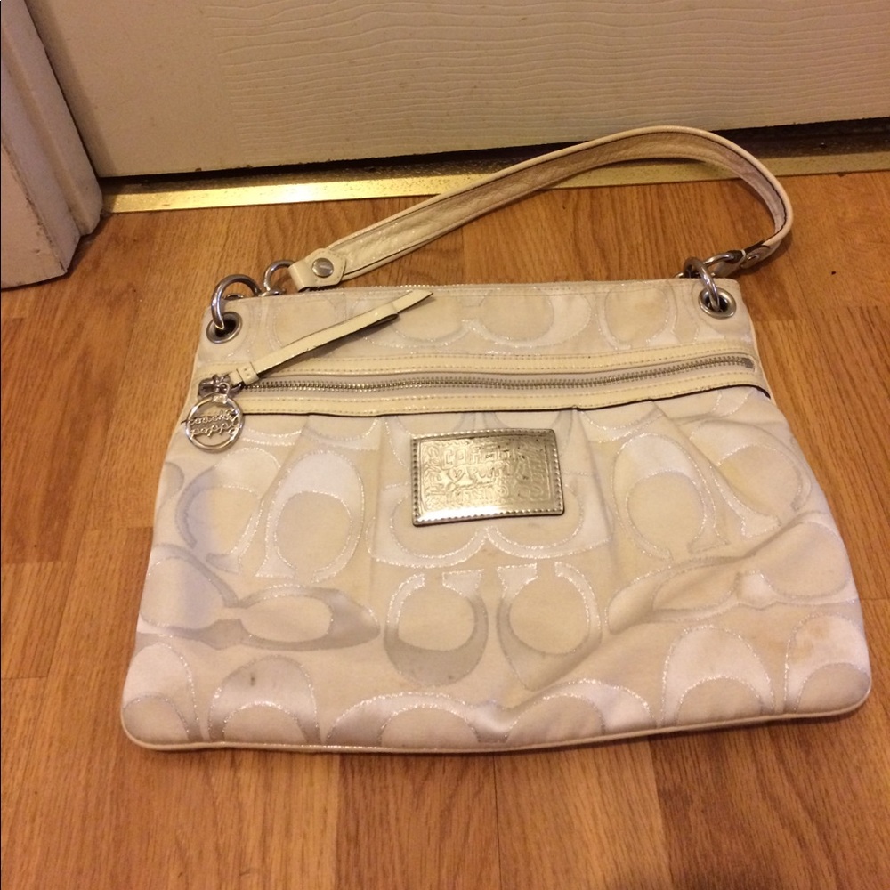 Coach poppy shoulder white handbag 17047