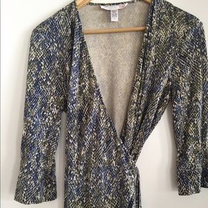 DVF Vintage Wrap Dress in gray/blue/green