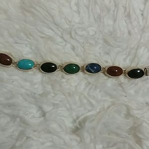 Heavy Sterling multi stone bracelet