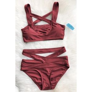 **NEW WITH TAGS** Cupshe Cross Me Red Bikini Set