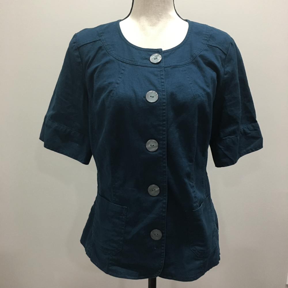 J.Jill Short Sleeve Navy Blue Blazer Jacket Sz 10