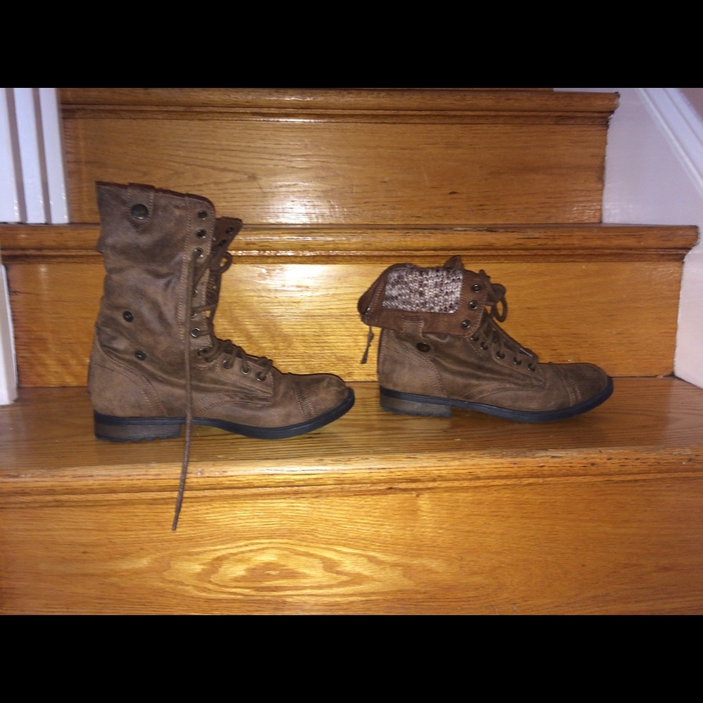 Brown combat boots